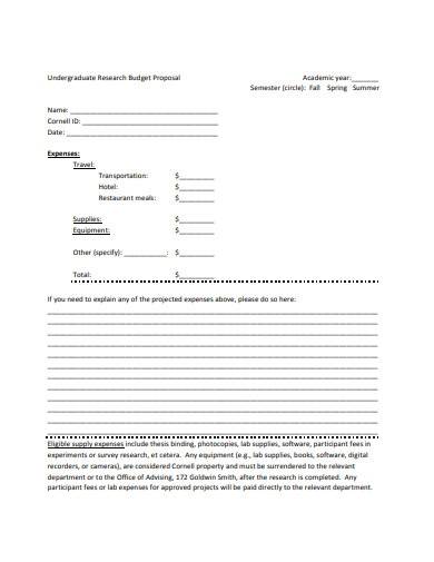 undergraduate research budget proposal