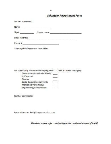 volunteer recruitment form template