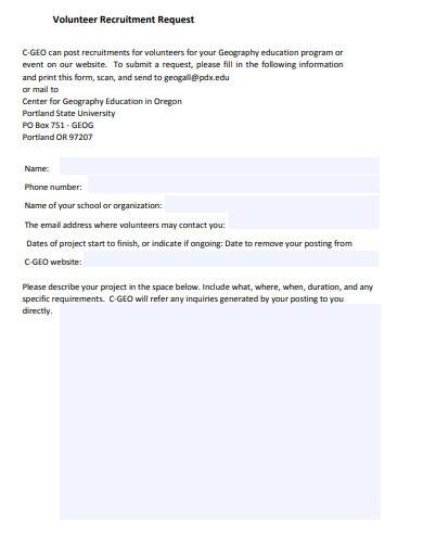 volunteer recruitment request form