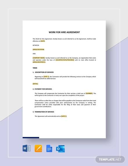work for hire agreement template