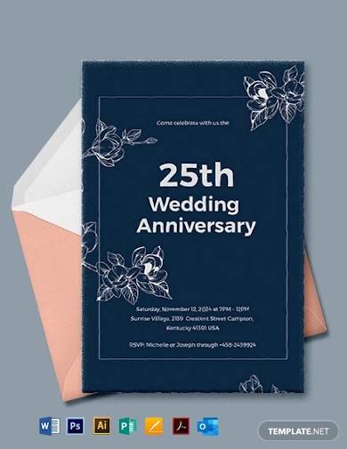25th wedding anniversary invitations template