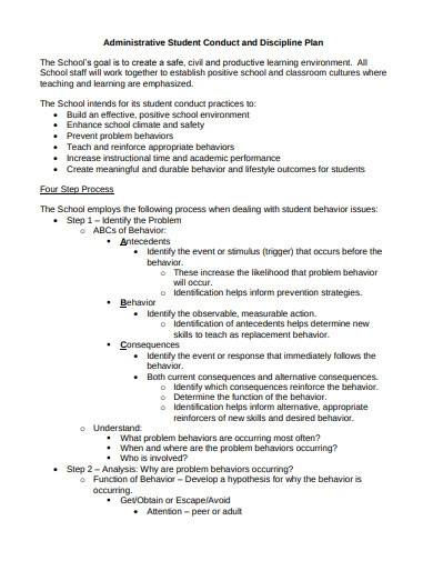 administrative student conduct discipline plan