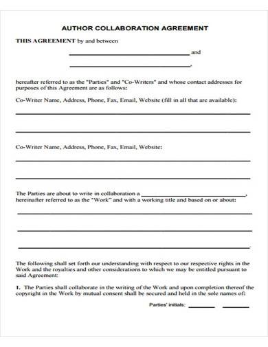 author collaboration agreement sample