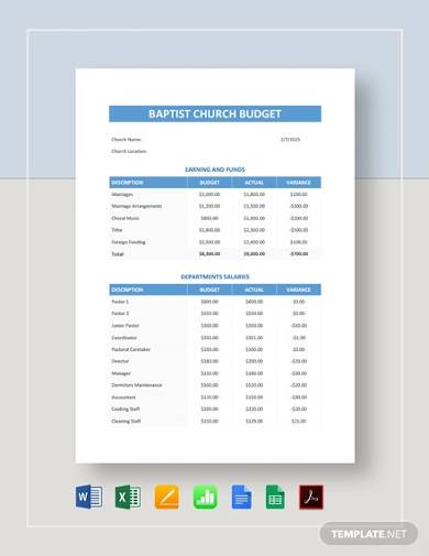 baptist church budget template