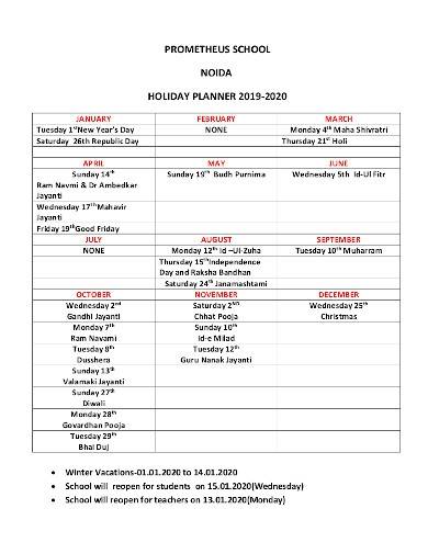 basic school holiday planner