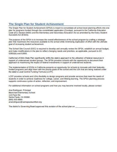 basic single plan for student achievement