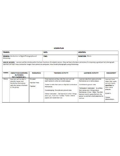 basic trainer lesson plan template