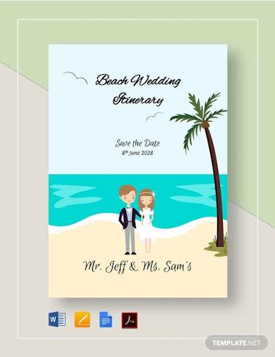 beach wedding itinerary template
