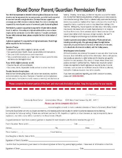 blood donor parent guardian permission form