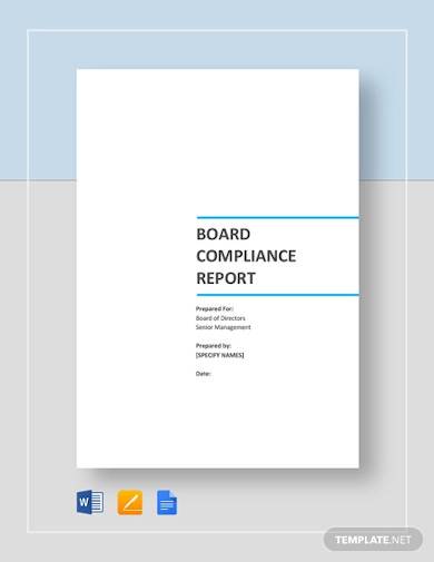 board compliance report template