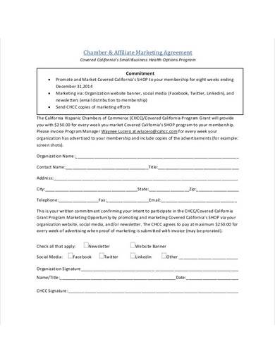 chamber affiliate marketing agreement