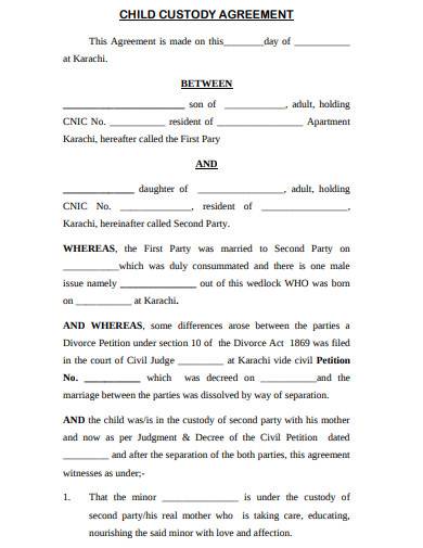 child custody agreement sample