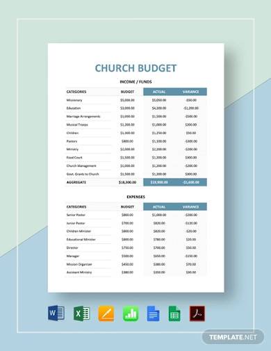 church event expense report template