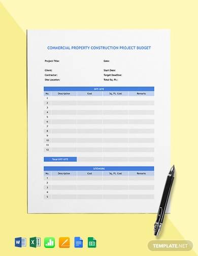 commercial property budget template