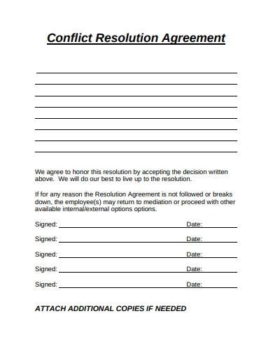 conflict resolution agreement form