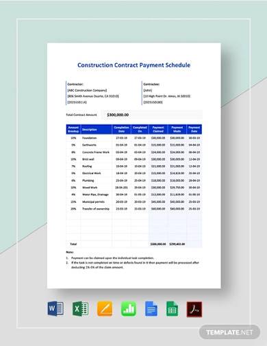 construction contract payment schedule