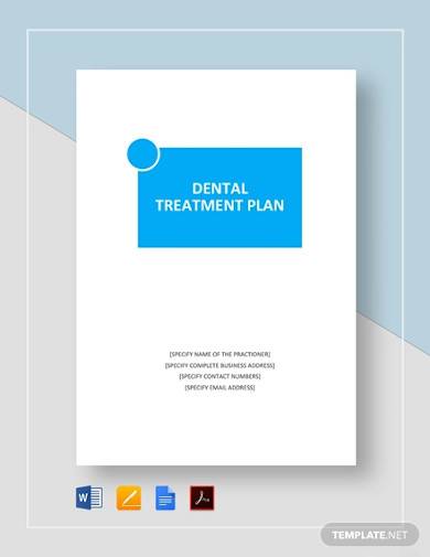 dental treatment plan template