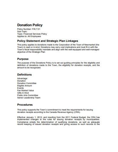 donation policy template
