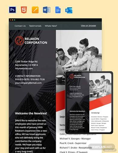 employee introducing newsletter template