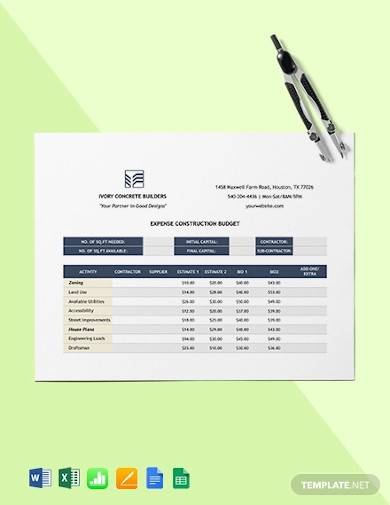 expense construction budget template