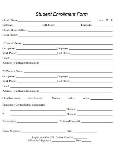 formal student enrollment form