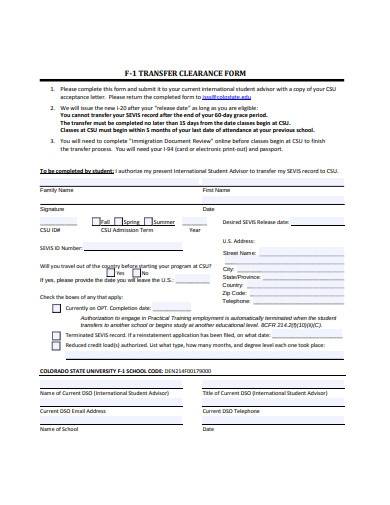 formal transform clearance form