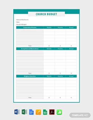 free church budget template