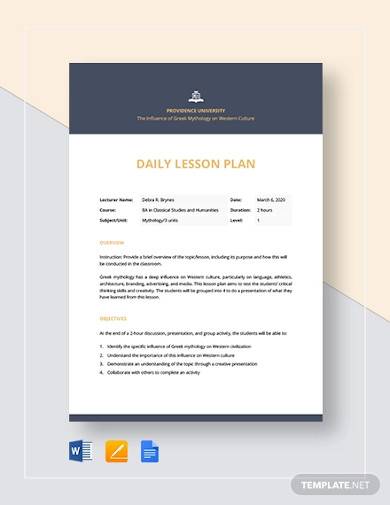 free daily lesson plan template