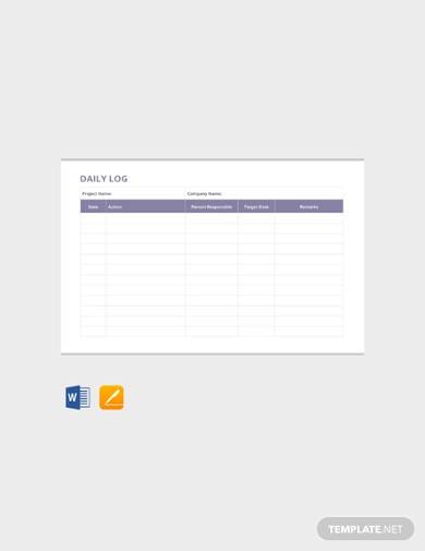 free daily log template