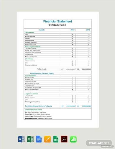 free financial statement template