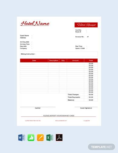 free hotel receipt template