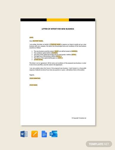 free letter of intent for new business