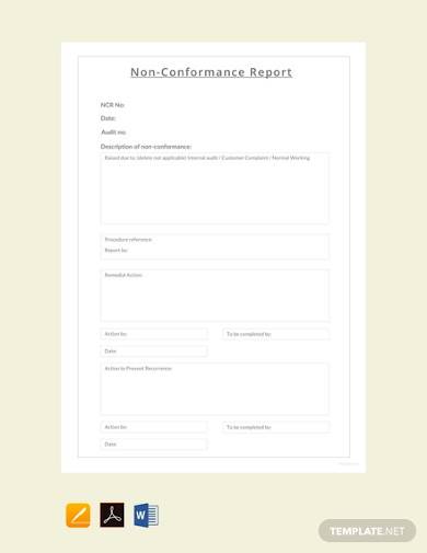 free non conformance report sample