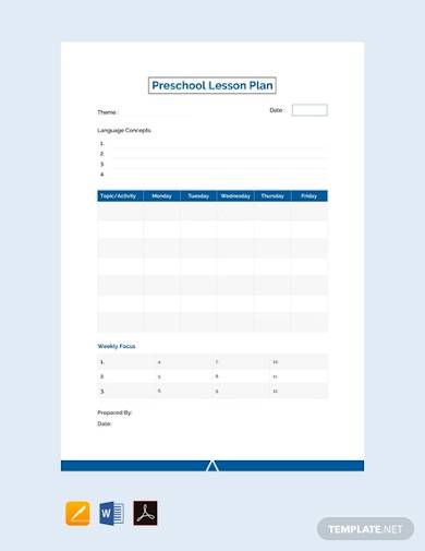 free preschool lesson plan template