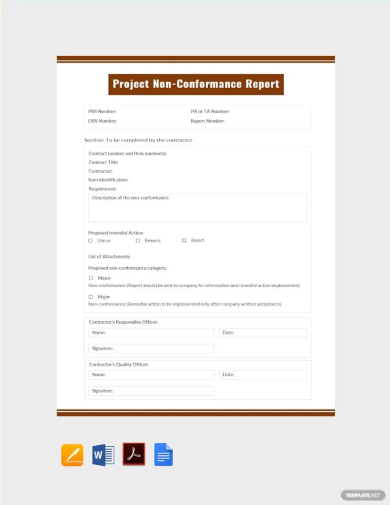 free project non conformance report template