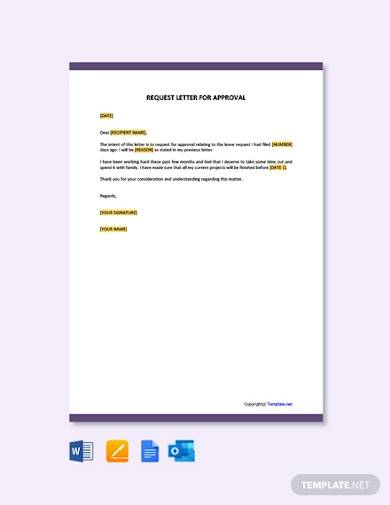 Request For Approval Letter Sample Format