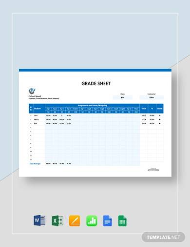 free sample grade sheet template