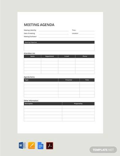 free sample meeting agenda template