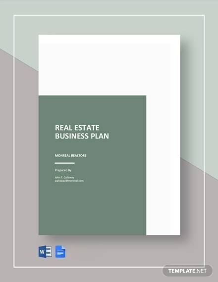 free sample real estate business plan template