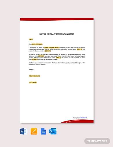free service contract termination letter