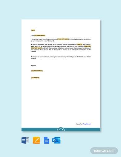free service termination letter to customer