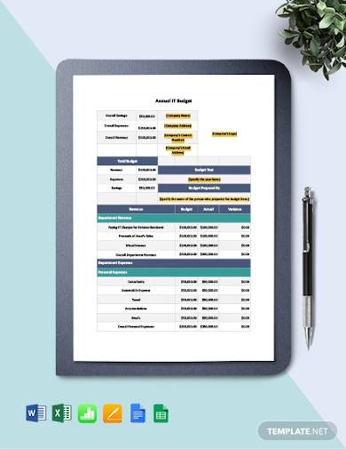free simple annual it budget template