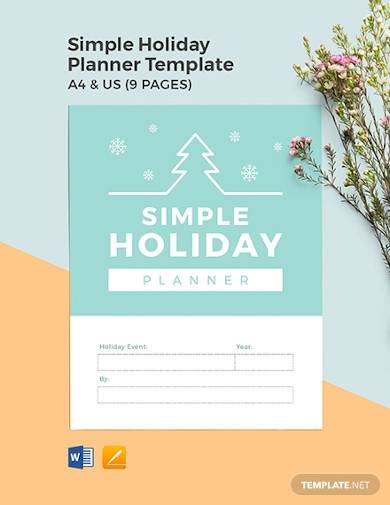 free simple holiday planner template