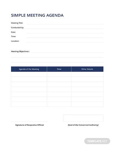 free simple meeting agenda template