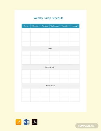 free weekly camp schedule template