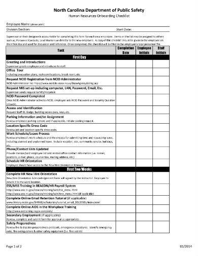 human resources onboarding checklist
