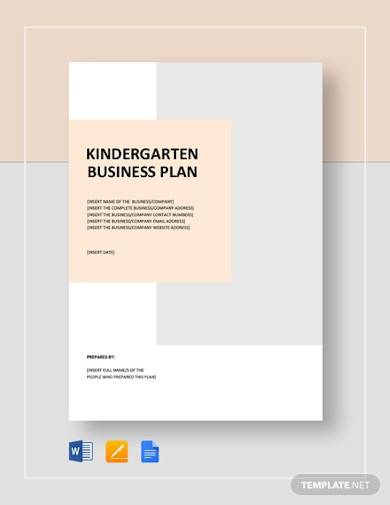 kindergarten business plan template