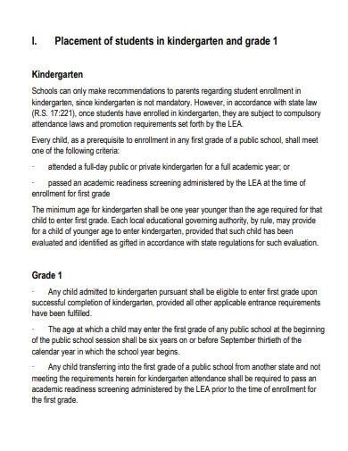kindergarten pupil progression plan