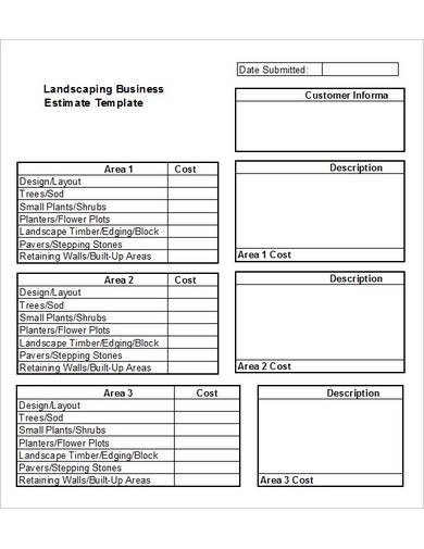 landscaping business estimate template