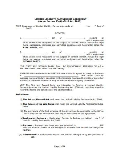 limited liability partnership agreement template